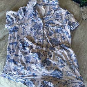 Blue and White Toile Pajama Set